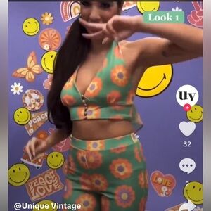 smak parlour smiley x unique vintage flower halter top size 3x